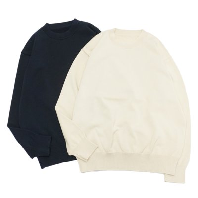 画像1: Yonetomi NEW BASIC（ヨネトミニューベーシック）RIGID SEA ISLAND COTTON PULLOVER（リジッドシーアイランドコットンプルオーバー）/Raw（キナリ）・Navy（ネイビー）