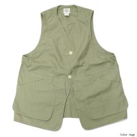 Post O'Alls（ポストオーバーオールズ）DEE Vest（ディー・ベスト）"Hemp Cotton Poplin" / Sage（セージ）