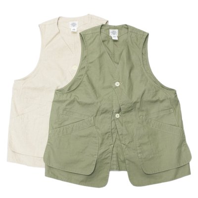 画像1: Post O'Alls（ポストオーバーオールズ）DEE Vest（ディー・ベスト）Hemp Cotton Poplin/Natural（ナチュラル）・Sage（セージ）