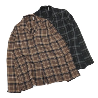画像1: KAPTAIN SUNSHINE（キャプテンサンシャイン）Open Collar Shirt Jacket（オープンカラーシャツジャケット）WASHED RAYON PLAID LIGHT CLOTH/Brown Plaid（ブラウンチェック）・Black Plaid（ブラックチェック）