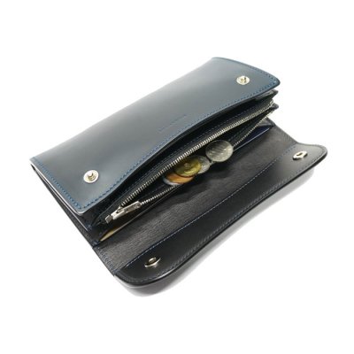 画像9: WILD SWANS(ワイルドスワンズ)WAVE(ウェイブ)ロングウォレット/ネイビー"シェルコードバン"×ブラック"イングリッシュブライドル"