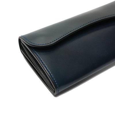 画像3: WILD SWANS(ワイルドスワンズ)WAVE(ウェイブ)ロングウォレット/ネイビー"シェルコードバン"×ブラック"イングリッシュブライドル"