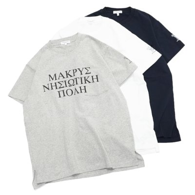 画像1: ENGINEERED GARMENTS（エンジニアードガーメンツ）Printed Cross Crew Neck T-Shirt（プリンテッドクロスクルーネックTシャツ）"LIC" / White（ホワイト）・Navy（ネイビー）・Grey（グレー）