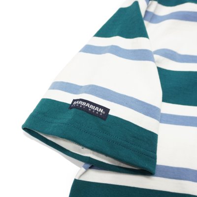 画像5: BARBARIAN（バーバリアン）Light Weight Rugby Collar Shirt S/S（ライトウェイト ラグビーカラーシャツS/S）”3COLOUR STRIPES" / Teal×White×Columbia（ティール×ホワイト×コロンビア）