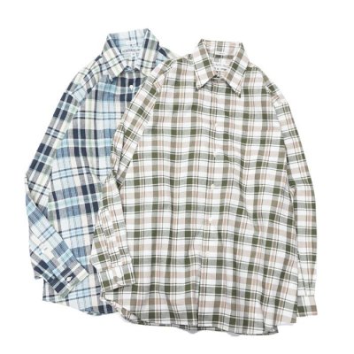 画像9: INDIVIDUALIZED SHIRTS（インディビジュアライズドシャツ）CABANA SHIRT（カバナシャツ）"COTTON LINEN" / Green Plaid（グリーン系チェック）