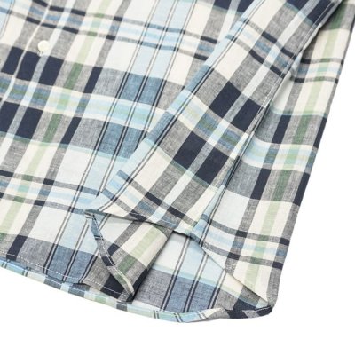 画像7: INDIVIDUALIZED SHIRTS（インディビジュアライズドシャツ）CABANA SHIRT（カバナシャツ）"COTTON LINEN" / Navy Plaid（ネイビー系チェック）
