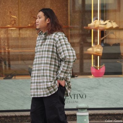 画像11: INDIVIDUALIZED SHIRTS（インディビジュアライズドシャツ）CABANA SHIRT（カバナシャツ）"COTTON LINEN" / Green Plaid（グリーン系チェック）