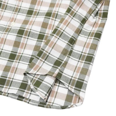 画像7: INDIVIDUALIZED SHIRTS（インディビジュアライズドシャツ）CABANA SHIRT（カバナシャツ）"COTTON LINEN" / Green Plaid（グリーン系チェック）