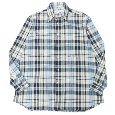 画像1: INDIVIDUALIZED SHIRTS（インディビジュアライズドシャツ）CABANA SHIRT（カバナシャツ）"COTTON LINEN"/Navy Plaid（ネイビー系チェック）