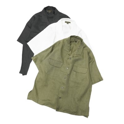 画像1: Nigel Cabourn（ナイジェル・ケーボン）OPEN COLLAR SHIRT（オープンカラーシャツ）Linen Twill/Off White（オフホワイト）・Beige（ベージュ）・Green（グリーン）・Charcoal（チャコールグレー）