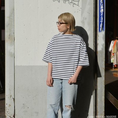 画像7: SAINT JAMES（セントジェームス）TEE LOOSE（五分袖ドロップショルダー）"Women” / NEIGE×MARINE（ホワイト×マリン）