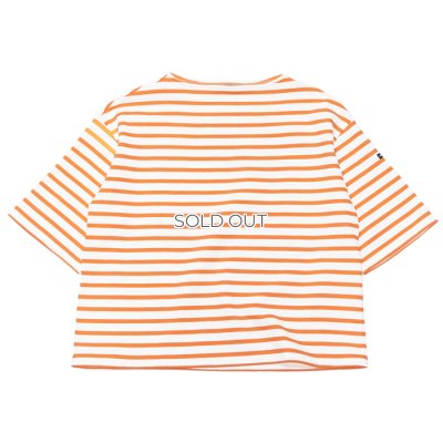 画像1: SAINT JAMES（セントジェームス）TEE LOOSE（五分袖ドロップショルダー）"Women” / NEIGE×ORANGE FLUO（ホワイト×ネオンオレンジ）