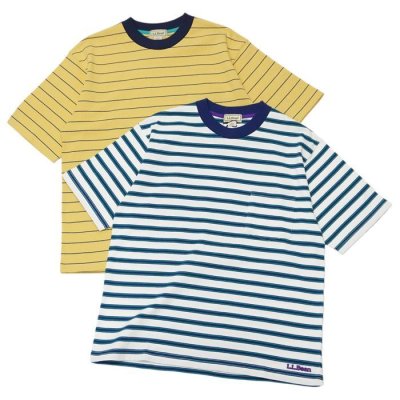 画像1: L.L.Bean（エルエルビーン）Union Short Sleeve Striped T-Shirt（ユニオンショートスリーブストライプTシャツ）-JAPAN EDITION-/White×Royal×Teal（ホワイト×ロイヤル×ティール）・Cream Yellow×Navy（クリームイエロー×ネイビー）