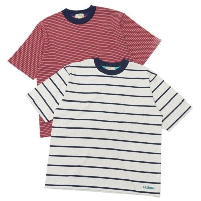 画像1: L.L.Bean（エルエルビーン）Union Short Sleeve Striped T-Shirt（ユニオンショートスリーブストライプTシャツ）-JAPAN EDITION-/Birch×Dk.Navy（バーチ×ダークネイビー）・Red×Navy×Birch（レッド×ネイビー×バーチ）