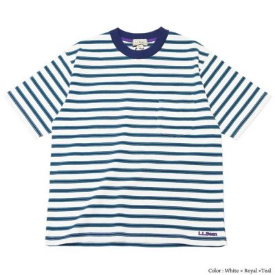 画像2: L.L.Bean（エルエルビーン）Union Short Sleeve Striped T-Shirt（ユニオンショートスリーブストライプTシャツ）-JAPAN EDITION-/White×Royal×Teal（ホワイト×ロイヤル×ティール）・Cream Yellow×Navy（クリームイエロー×ネイビー）