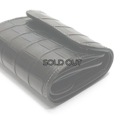 画像3: WILD SWANS（ワイルドスワンズ）ENO（イーノ）ミニ3つ折りウォレット/ブラック"クロコダイル"×パープル"ブッテーロ"