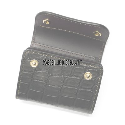 画像4: WILD SWANS（ワイルドスワンズ）ENO（イーノ）ミニ3つ折りウォレット/ブラック"クロコダイル"×パープル"ブッテーロ"