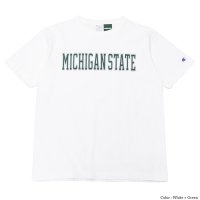 Champion（チャンピオン）T1011 US Print T-Shirt（ティーテンイレブンUSプリントTシャツ）"MICHIGAN STATE・Made in USA" / White×Green（ホワイト×グリーン）※Sサイズのみ