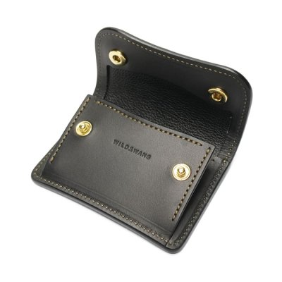 画像6: WILD SWANS(ワイルドスワンズ)TONGUE(タング)マルチコインケース/グリーン"クロコダイル"×ブラック"イングリッシュブライドル"