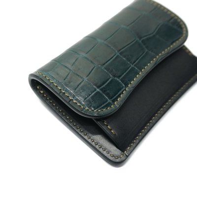 画像3: WILD SWANS(ワイルドスワンズ)TONGUE(タング)マルチコインケース/グリーン"クロコダイル"×ブラック"イングリッシュブライドル"