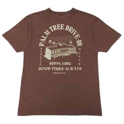 画像5: free rage（フリーレイジ）リサイクルコットンプリントTee "PALM TREE DRIVE-IN"/ White（ホワイト）・Brown（ブラウン）