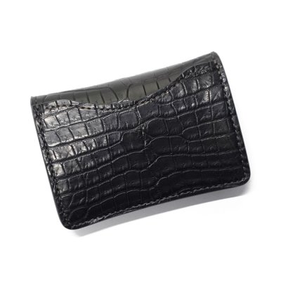画像8: WILD SWANS(ワイルドスワンズ)TONGUE(タング)マルチコインケース/ブラック"クロコダイル"×ブラック"サドルプルアップ"