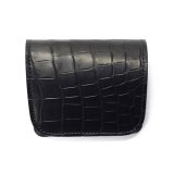 WILD SWANS（ワイルドスワンズ）CASA（カーサ）コンパクトウォレット/ブラック"クロコダイル"×ブラック"サドルプルアップ"