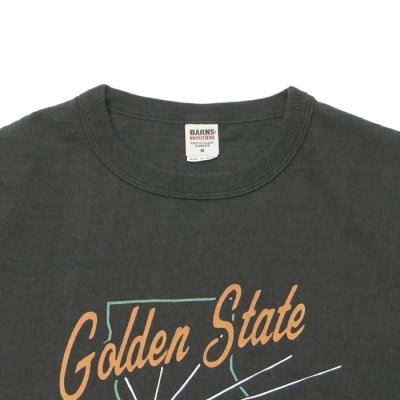 画像3: BARNS OUTFITTERS （バーンズアウトフィッターズ） TSURI-AMI Crew Print T-Shirt （吊り編みクループリントTシャツ）"GOLDEN STATE" / Blue Grey（ブルーグレー）※Mサイズのみ