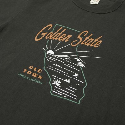画像5: BARNS OUTFITTERS （バーンズアウトフィッターズ） TSURI-AMI Crew Print T-Shirt （吊り編みクループリントTシャツ）"GOLDEN STATE" / Blue Grey（ブルーグレー）※Mサイズのみ
