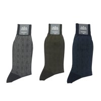HALISON（ハリソン）シルケット綿 スモールグレンチェック ソックス/Charcoal（チャコール)・Brown（ブラウン)・Navy（ネイビー）※3足までメール便発送可※