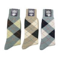 HALISON（ハリソン）スーピマメランジ アーガイルソックス/Green（グリーン）・Beige（ベージュ）・Blue（ブルー）※3足までメール便発送可※