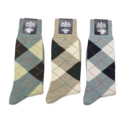 HALISON（ハリソン）スーピマメランジ アーガイルソックス/Green（グリーン）・Beige（ベージュ）・Blue（ブルー）※3足までメール便発送可※