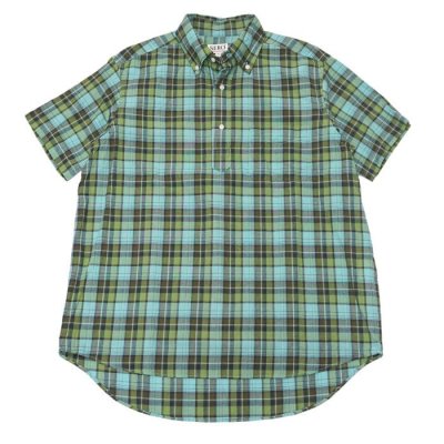画像1: SERO（セロ）Short Sleeve Pullover B.D Shirt（ショートスリーブプルオーバーボタンダウンシャツ）Madras Check/Blue（ブルー）※サイズ16のみ