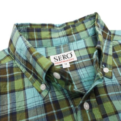 画像4: 『OUTLET』SERO（セロ）Short Sleeve Pullover B.D Shirt（ショートスリーブプルオーバーボタンダウンシャツ）Madras Check/Blue（ブルー）※サイズ16のみ