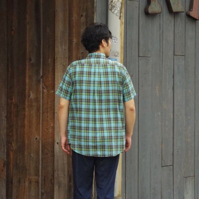 画像9: 『OUTLET』SERO（セロ）Short Sleeve Pullover B.D Shirt（ショートスリーブプルオーバーボタンダウンシャツ）Madras Check/Blue（ブルー）※サイズ16のみ