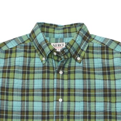 画像3: 『OUTLET』SERO（セロ）Short Sleeve Pullover B.D Shirt（ショートスリーブプルオーバーボタンダウンシャツ）Madras Check/Blue（ブルー）※サイズ16のみ