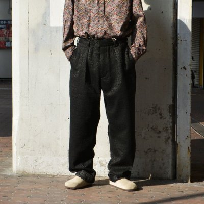 画像10: ENGINEERED GARMENTS(エンジニアードガーメンツ)Carlyle Pant(カーライルパンツ)"Crest Flocked Jacquard" / Black(ブラック)