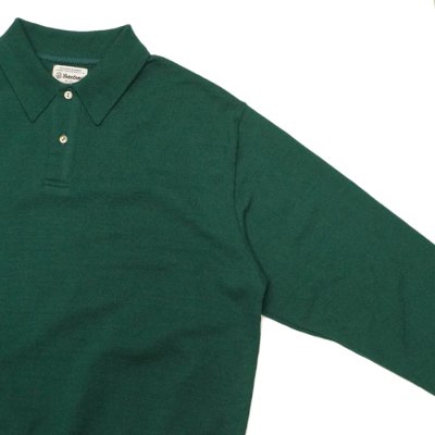 画像4: Yonetomi NEW BASIC(ヨネトミニューベーシック)LIGHT WAVE COTTON KNIT POLO L/S(ライトウェーブコットンニットポロシャツ・ロングスリーブ)/Green(グリーン)