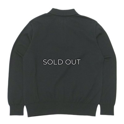 画像2: Yonetomi NEW BASIC（ヨネトミニューベーシック）LIGHT WAVE COTTON KNIT POLO L/S（ライトウェーブコットンニットポロシャツ・ロングスリーブ）/Black（ブラック）