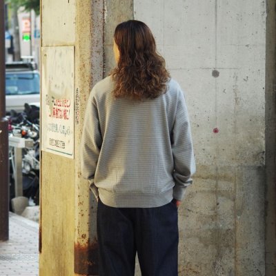 画像10: Yonetomi NEW BASIC(ヨネトミニューベーシック)WAVE COTTON KNIT PULLOVER(ウェーブコットンニットプルオーバー)"BORDER"/Grey(グレー)