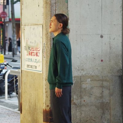 画像9: Yonetomi NEW BASIC(ヨネトミニューベーシック)LIGHT WAVE COTTON KNIT POLO L/S(ライトウェーブコットンニットポロシャツ・ロングスリーブ)/Green(グリーン)