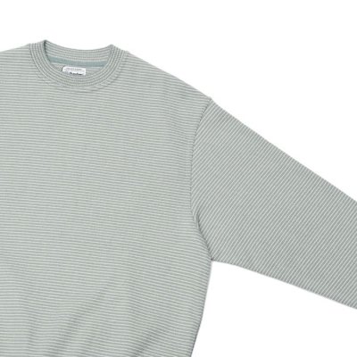 画像4: Yonetomi NEW BASIC(ヨネトミニューベーシック)WAVE COTTON KNIT PULLOVER(ウェーブコットンニットプルオーバー)"BORDER"/Grey(グレー)