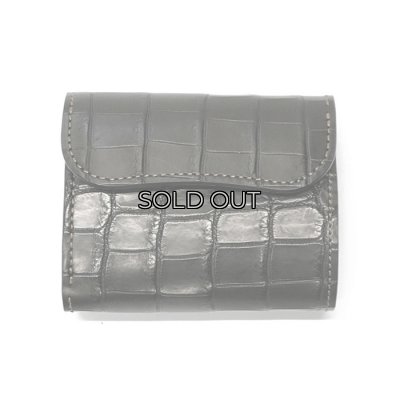 画像1: WILD SWANS（ワイルドスワンズ）ENO（イーノ）ミニ3つ折りウォレット/ブラック"クロコダイル"×パープル"ブッテーロ"