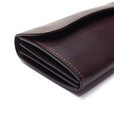 画像3: WILD SWANS(ワイルドスワンズ)WAVE(ウェイブ)ロングウォレット/#8ダークバーガンディ"シェルコードバン"×チョコ"サドルプルアップ"