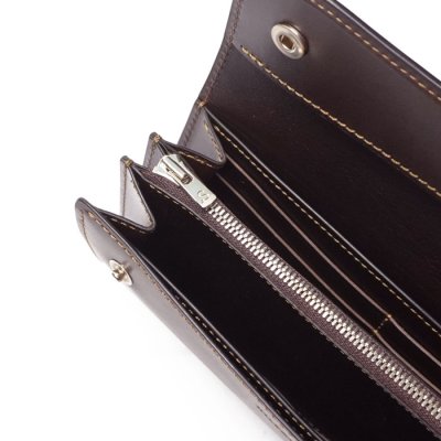 画像6: WILD SWANS(ワイルドスワンズ)WAVE(ウェイブ)ロングウォレット/#8ダークバーガンディ"シェルコードバン"×チョコ"サドルプルアップ"