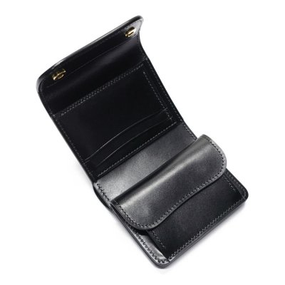 画像7: WILD SWANS（ワイルドスワンズ）ENO（イーノ）ミニ3つ折りウォレット/ブラック"シェルコードバン"×ブラック"サドルプルアップ"