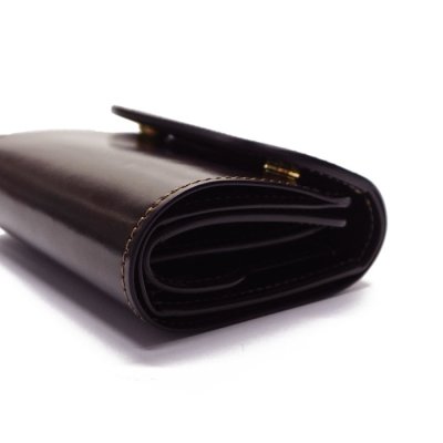 画像3: WILD SWANS(ワイルドスワンズ)ENO(イーノ)ミニ3つ折りウォレット/#8ダークバーガンディ"シェルコードバン"×チョコ"サドルプルアップ"