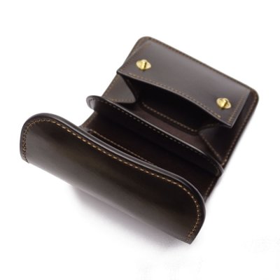 画像6: WILD SWANS(ワイルドスワンズ)ENO(イーノ)ミニ3つ折りウォレット/#8ダークバーガンディ"シェルコードバン"×チョコ"サドルプルアップ"