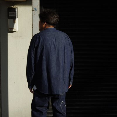 画像10: 【PointUp10%11/10迄】Post O'Alls(ポストオーバーオールズ)Band Collar Shirt(バンドカラーシャツ)"Light Denim" / Indigo(インディゴ)