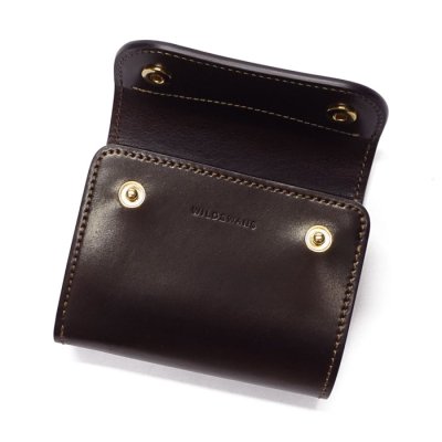 画像4: WILD SWANS(ワイルドスワンズ)ENO(イーノ)ミニ3つ折りウォレット/#8ダークバーガンディ"シェルコードバン"×チョコ"サドルプルアップ"